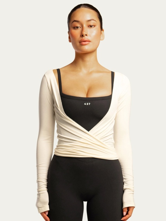 437 Tops - 437 The Ballet Wrap Top Cream